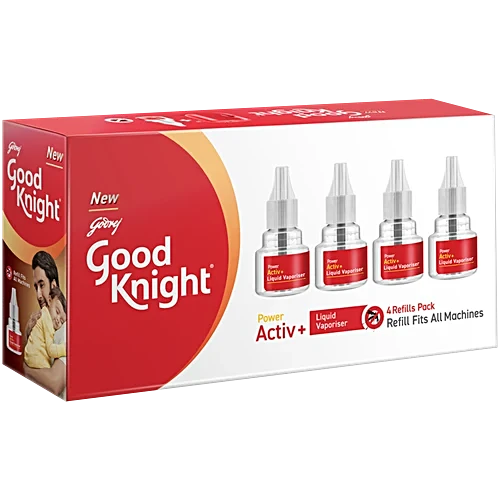 Good Knight Power Activ+ Liquid Vapourizer, Mosquito Repellent Refill, 45 ml (Pack of 4) MRP 325/-