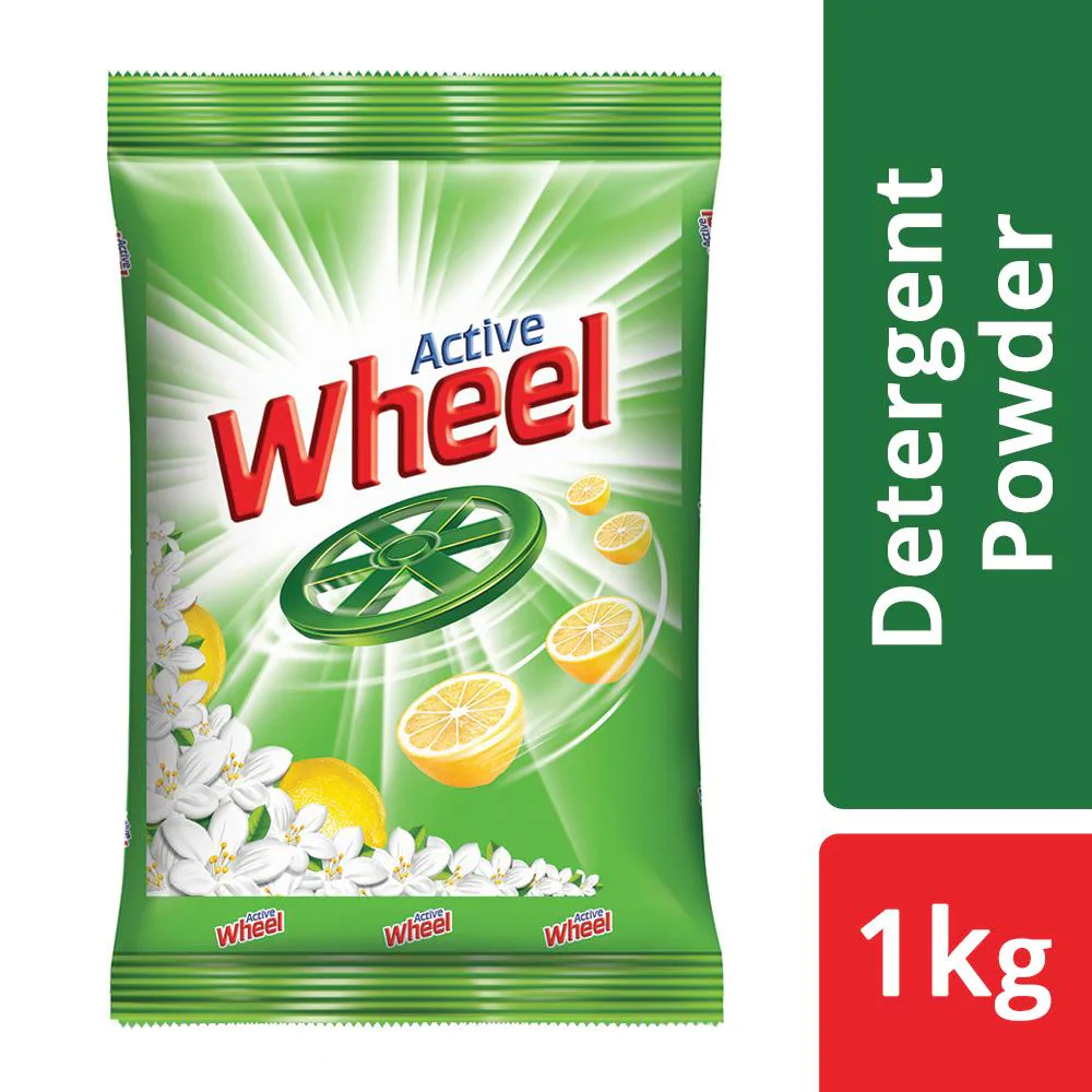 Wheel Active 2 in 1 Green Detergent Powder 1Kg (MRP.76/-)
