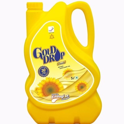 Gold Drop Refined Sunflower Oil 5 Ltr ( MRP. 950/-)